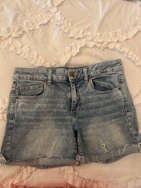 American Eagle Outfitters Light Blue Distressed Denim Jean Shorts